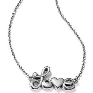 NWT Brighton Silver Love Word Love Letters Classic Necklace